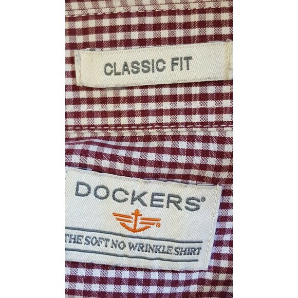 Dockers Shirt Mens XXL Button Down Maroon Check Long Sleeve Casual Classic Fit - Picture 6 of 7